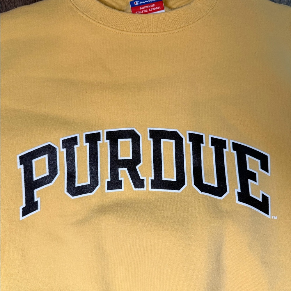Vintage Champion Purdue Yellow Sweatshirt Crew Neck Loungewear Unisex Size S - Picture 5 of 8
